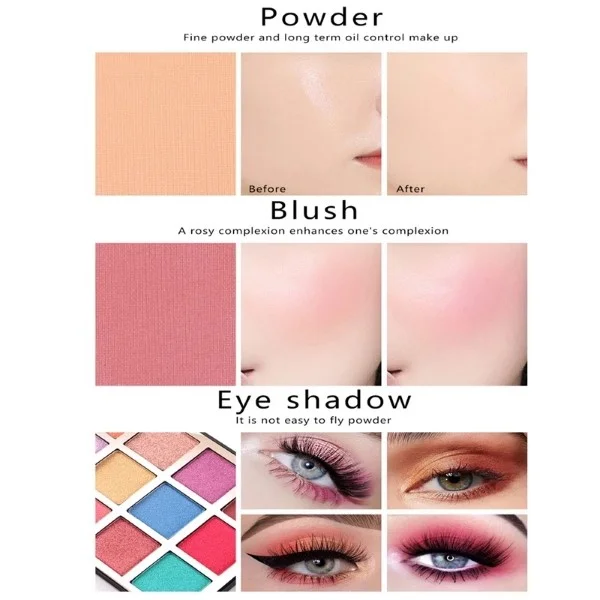 Miss Rose 16 Color 3 in 1 Eye Shadow,  Blush &  Powder Palette - Image 4