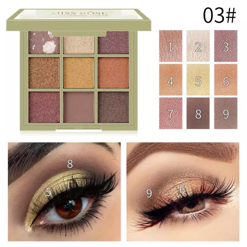 Miss Rose 9 Color Eyeshadow Pallete - Square - Image 5