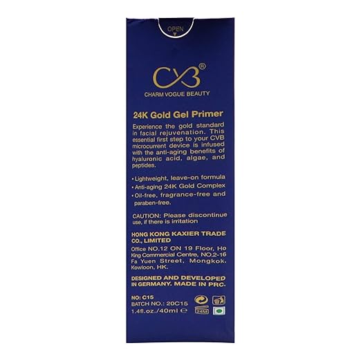 CVB  24K Gold Gel Primer for Pores Minimization, Anti-Ageing Oil-Free & Fragrance-Free Makeup Base (Gold, 40ml) C15 - Image 4