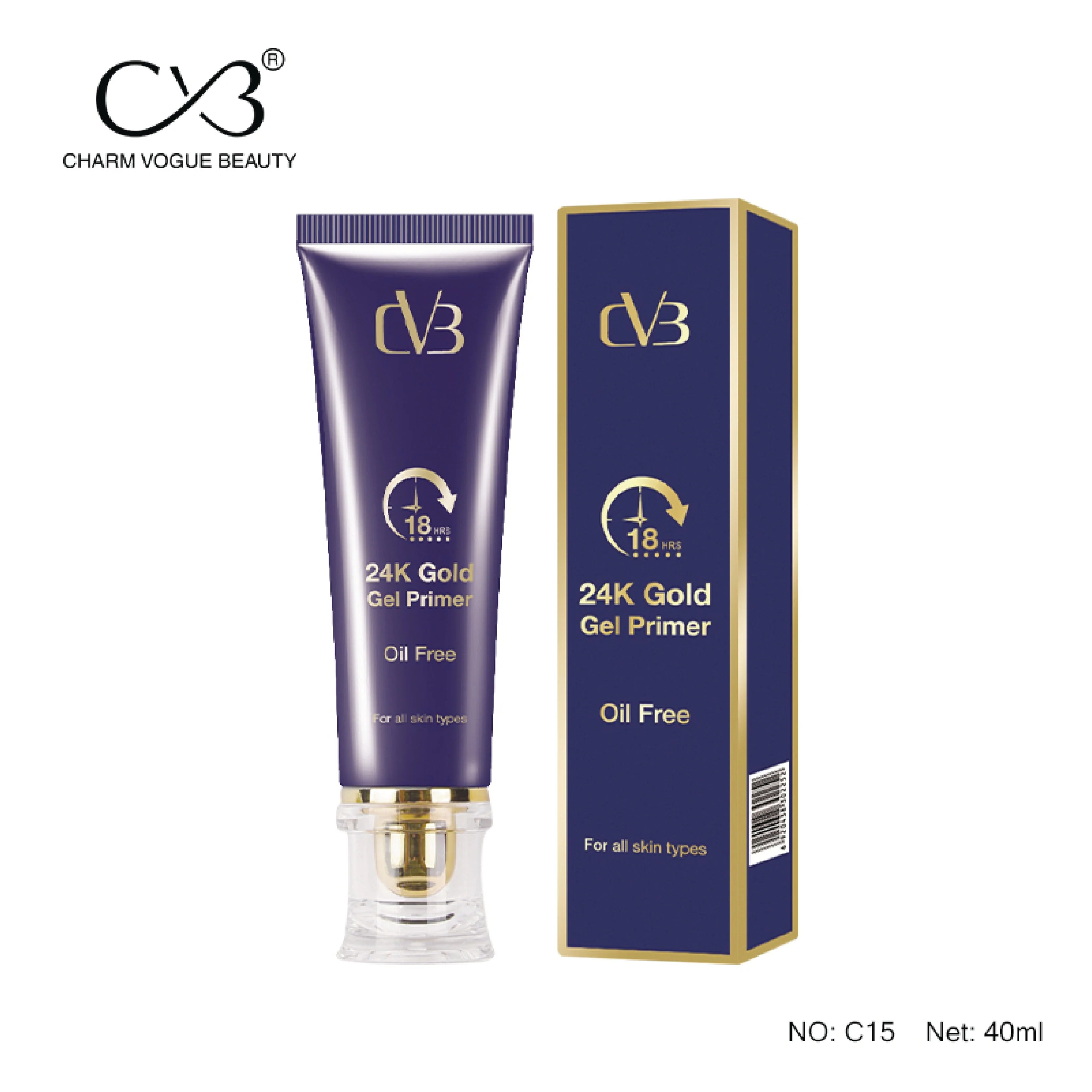 CVB  24K Gold Gel Primer for Pores Minimization, Anti-Ageing Oil-Free & Fragrance-Free Makeup Base (Gold, 40ml) C15 - Image 5