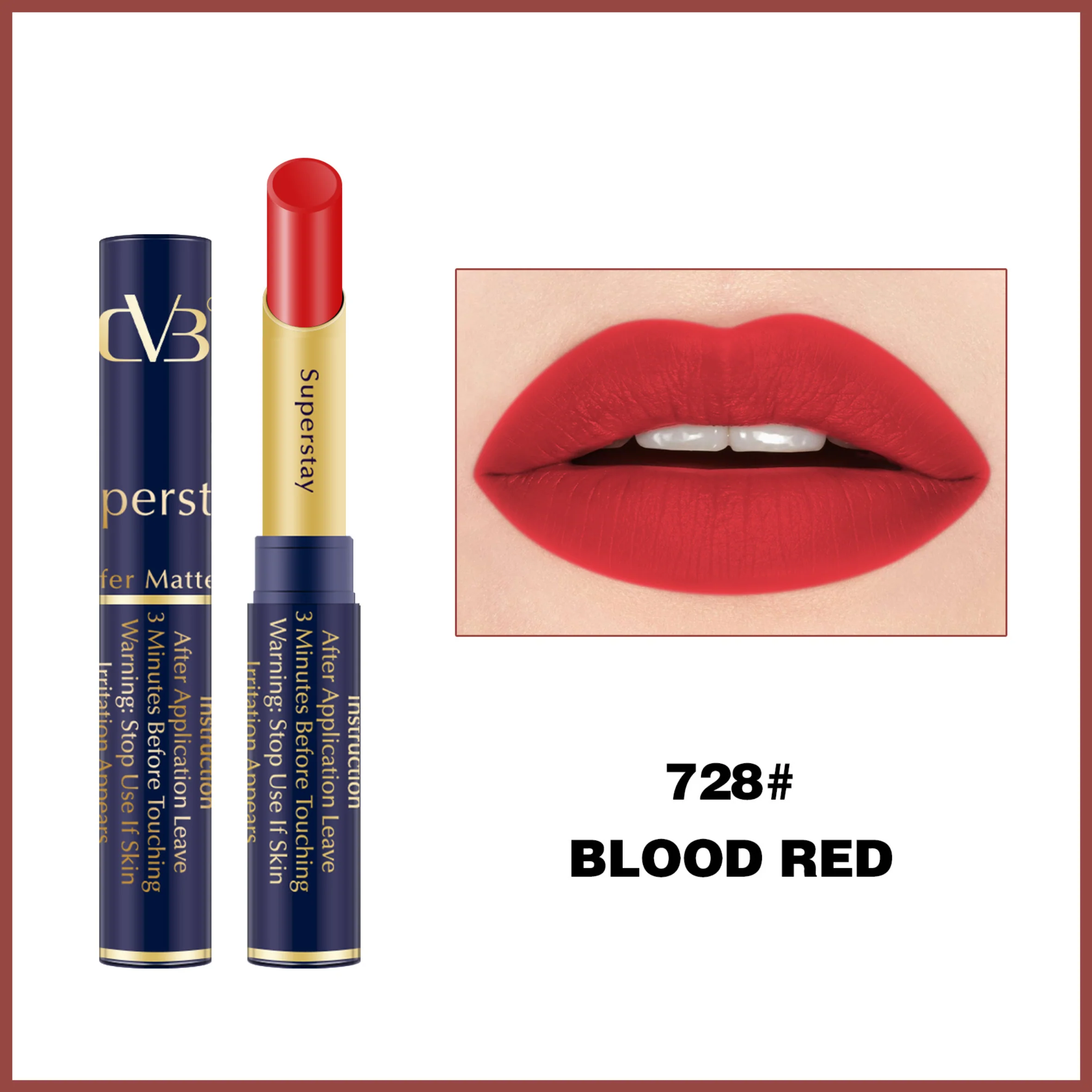 CVB LM-206 SuperStay No Transfer Matte Lipstick, Waterproof and Full-Pigmented, Transfer-Proof Smudge-Proof Lip Colour - Image 2
