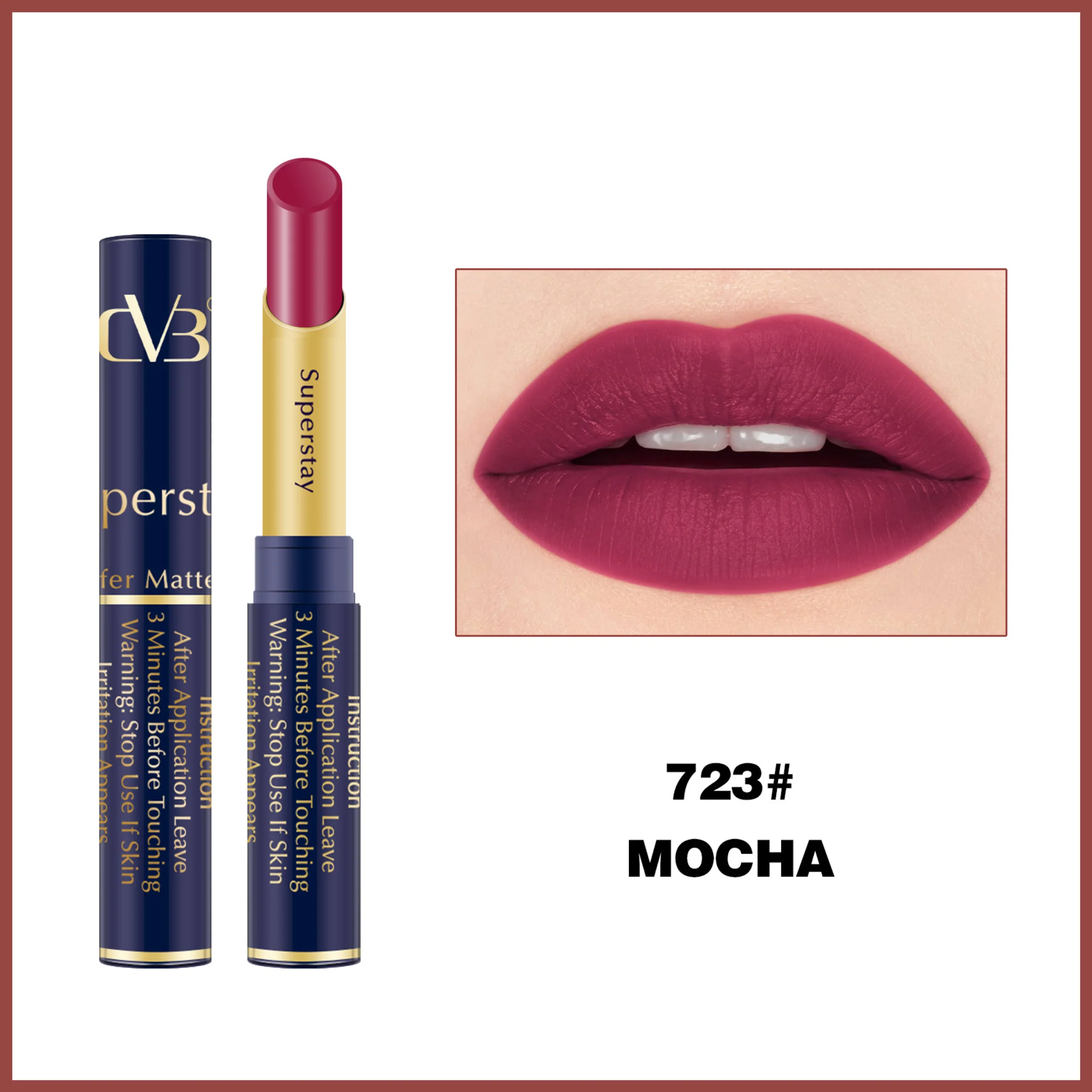 CVB LM-206 SuperStay No Transfer Matte Lipstick, Waterproof and Full-Pigmented, Transfer-Proof Smudge-Proof Lip Colour - Image 26