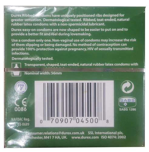 Durex Ribbed Condoms 3 Piece - Image 2