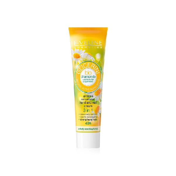 Eveline Glycerine Bio Chamomile Oil Hands & Nails Nourishes Collagen 48H 3 in 1 Cream - 100 ml