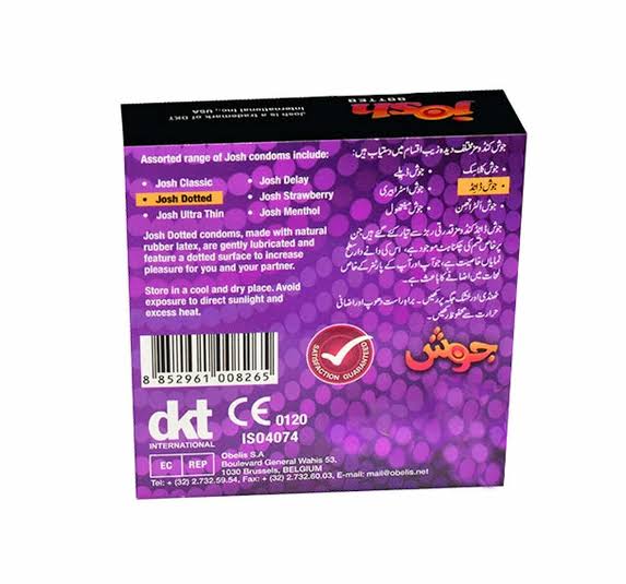 Josh Super Strong Dotted Condoms 3 Pieces - Image 2