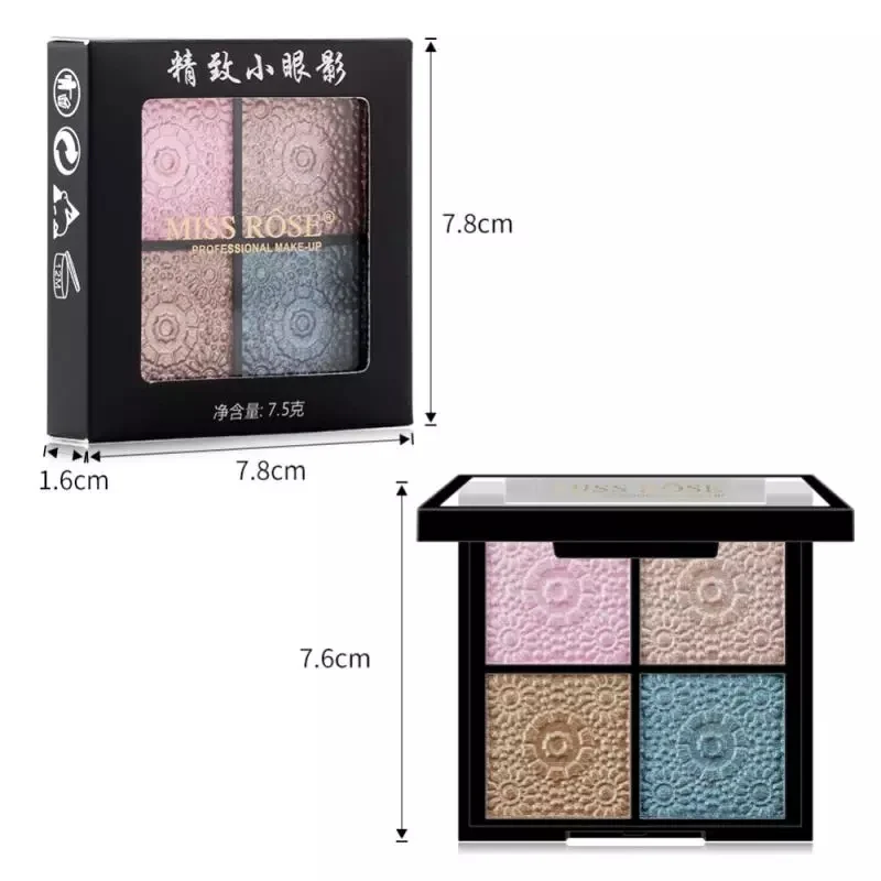 Miss Rose Eyeshadow and Highlighter Palette - 4 Color Sq. - Image 4