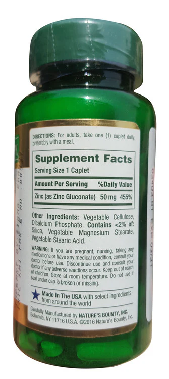 Nature's Bounty Chelated Zinc 50mg Caplets - Image 3