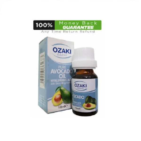 Ozaki Natural 100% Pure Avocado Oil Serum, Hyaluronic Acid &amp; Silk Skin Brightening - 10ml